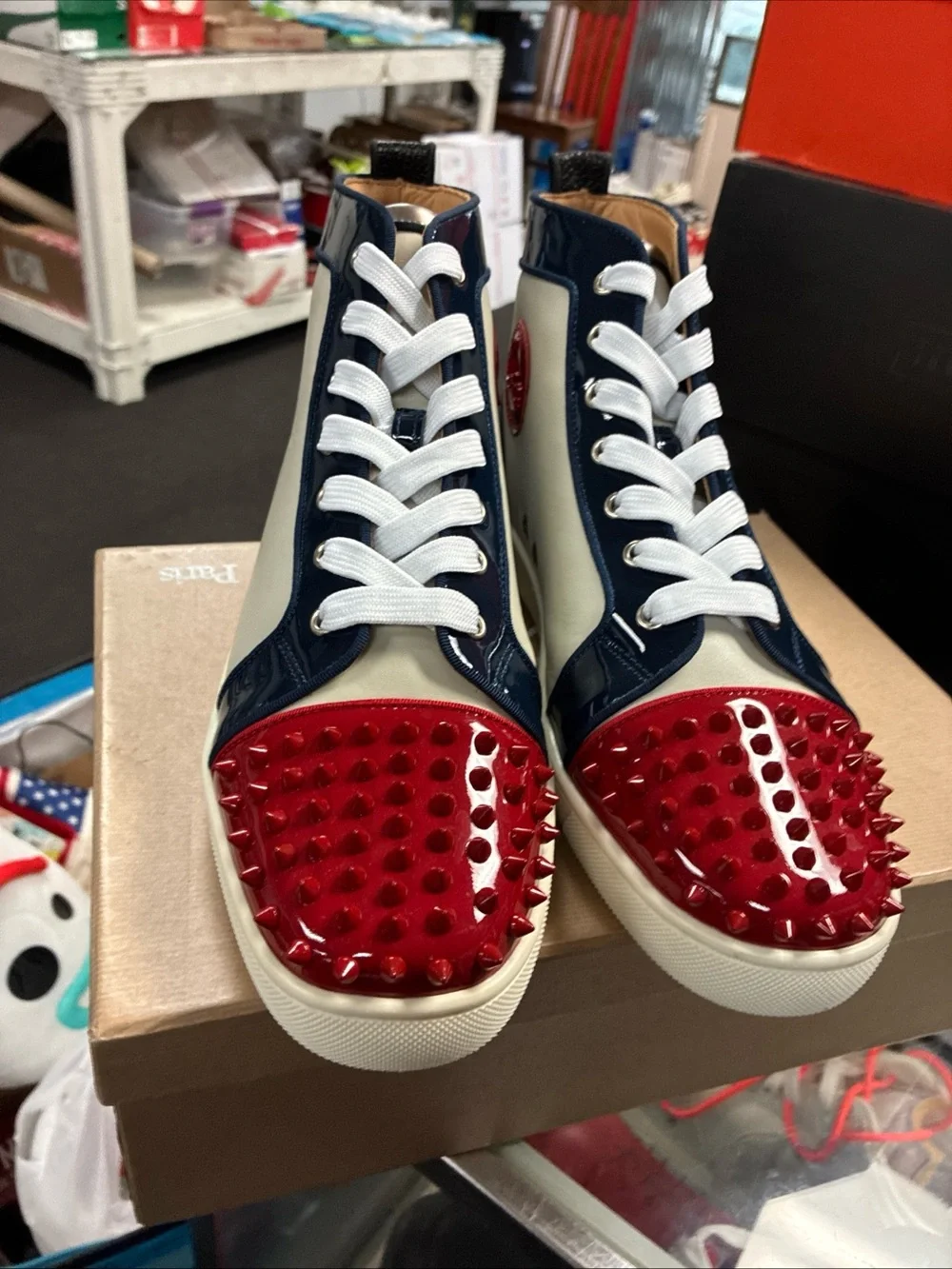 Men’s Christian Louboutin Spiked Sneakers Used Sz 10 Eur 44 With OG Box 📦